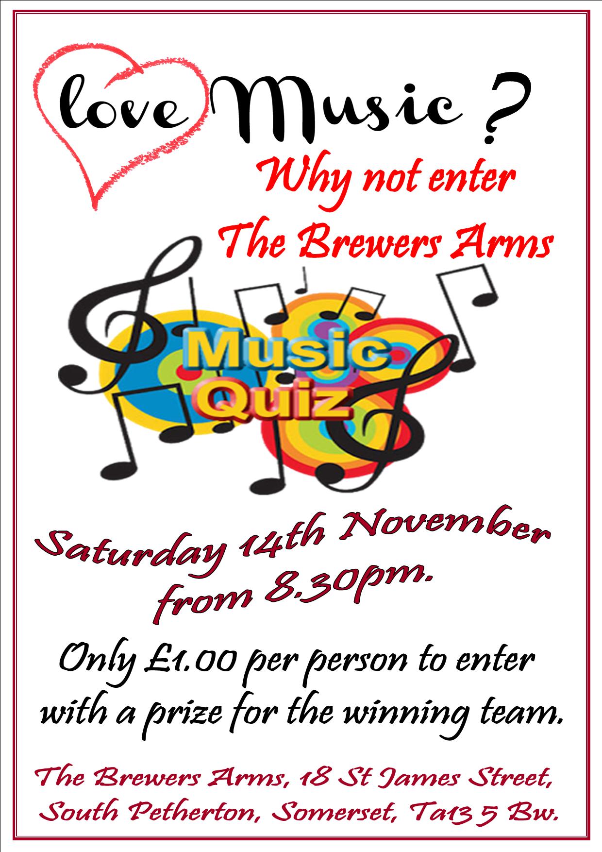 music quiz FLYERS - The Brewers Arms